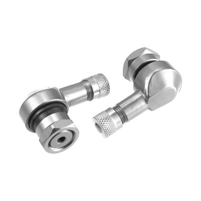 Unique Bargains 90 Degree Motorcycle Vacuum Tire Valve Stems Caps 11.3mm Silver Tone 1 Pair