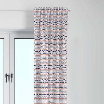  Bacati - Olivia Garland Coral/Navy Cotton Printed Single Window Curtain Panel