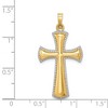 Black Bow Jewelry 14k Yellow Gold & White Rhodium Hollow 2D Cross Pendant, 18 x 35mm - 4 of 4