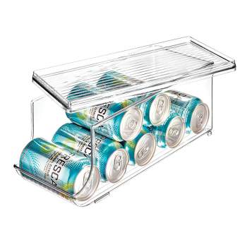 FOOD CAN STORAGE RACK / ROLLING / ALUMINUM / WITH CANS