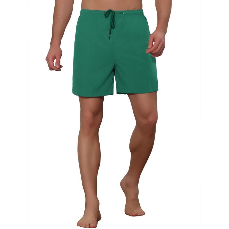 Lars Amadeus Men's Summer Solid Color Elastic Waistband Swim Beach Shorts, 5 of 6