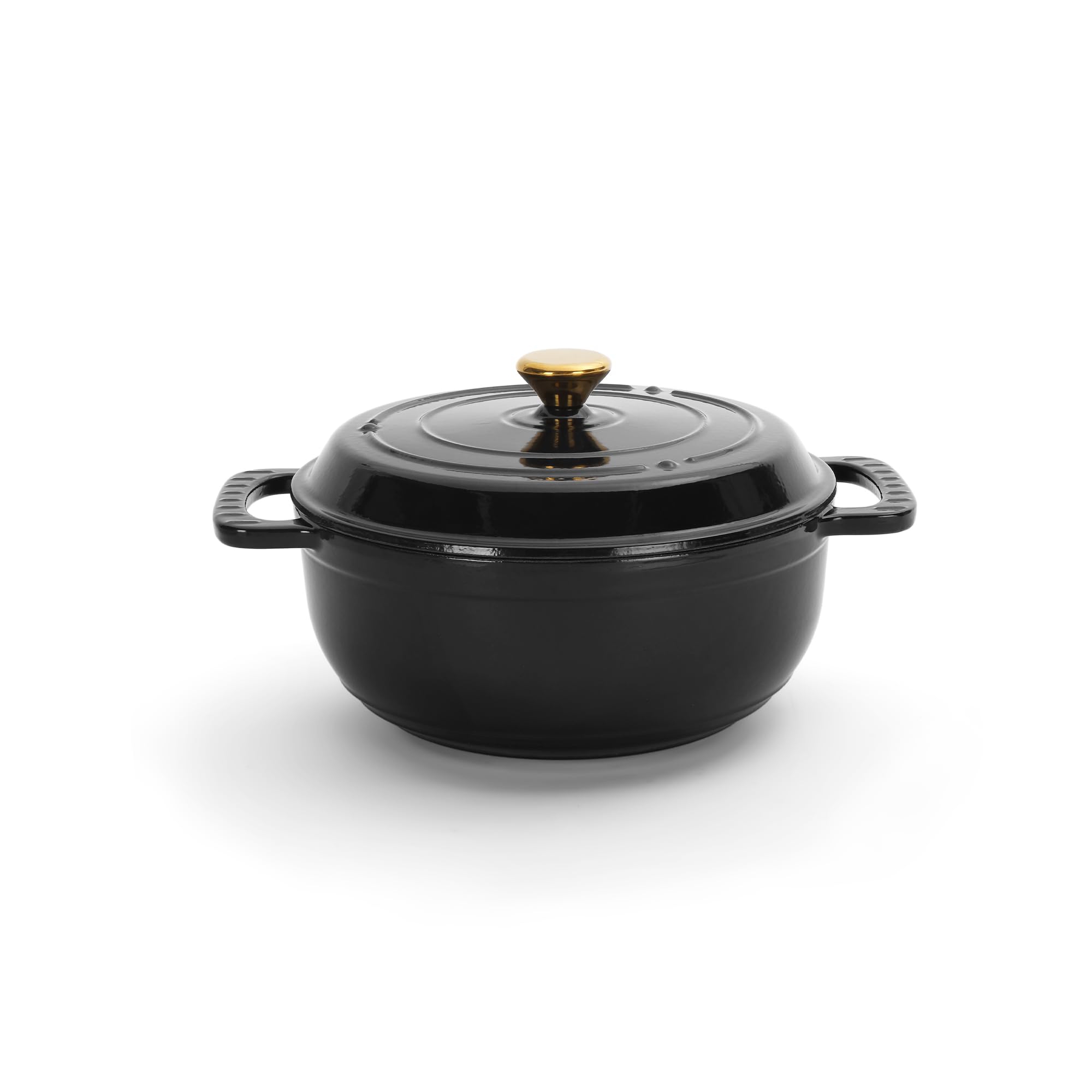 ROVSUN 6 Quart Enameled Cast Iron Dutch Oven with Lid, Dual Handles, Oven Safe up to 500°F or on Stovetop-Black