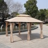 Spacious outdoor gazebo with double-tier roof, removable mesh sides, and rust-resistant steel frame for backyard and garden use-Coolbibila - 3 of 4