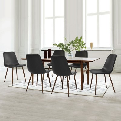 Set of 6 Bingo Faux Leather Dining Room Chair with Walnut Leg for 6 - Maison Boucle‎