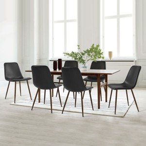 Set of 6 Bingo Faux Leather Dining Room Chair with Walnut Leg for 6 - Maison Boucle‎ - 1 of 4