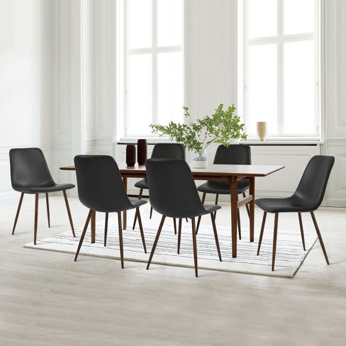 6 leather best sale dining chairs