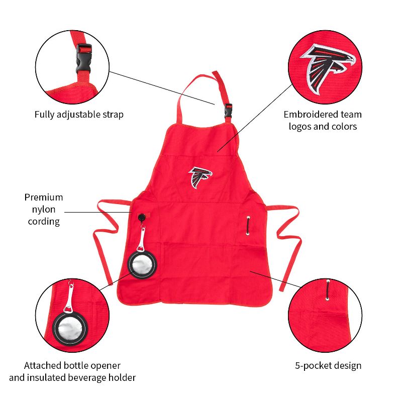 Evergreen NFL Atlanta Falcons Ultimate Grilling Apron Durable Cotton with Beverage Opener and Multi Tool, 4 of 7