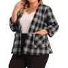Agnes Orinda Women's Plus Size Plaid 3/4 Sleeves Work Office Open Front Pockets Blazers - 2 of 4