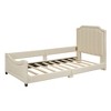 Luxystar Twin Size Upholstered Daybed with Classic Stripe Shaped Headboard and One Side Guardrail - 4 of 4