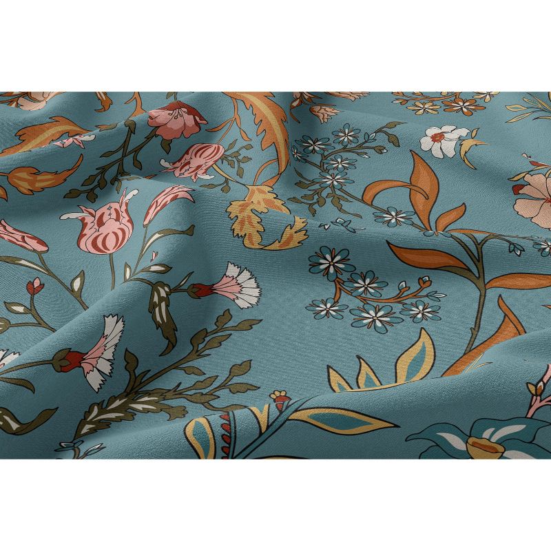 Sweet Jojo Designs King Duvet Cover and Shams Set Boho Floral Wildflower Blue and Orange 3pc, 5 of 7