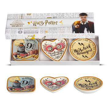Harry Potter Mini Ceramic Trinket Tray Jewelry Ring Holder Gift Dish Set - 3 Piece Set