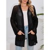 Crochet Cardigan for Women 3/4 Sleeve Open Front Lightweight Lace Boho Cover Up With Pocket - 2 of 4