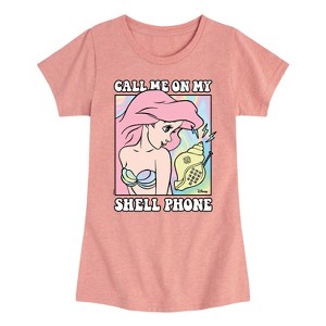Girls' - Disney - Call Me On My Shell Phone Fitted Short Sleeve Graphic T-Shirt - 1 of 4