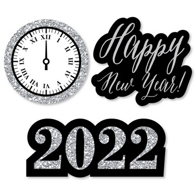 Big Dot of Happiness New Year's Eve - Silver - DIY Shaped 2022 New Years Eve Party Cut-Outs - 24 Count