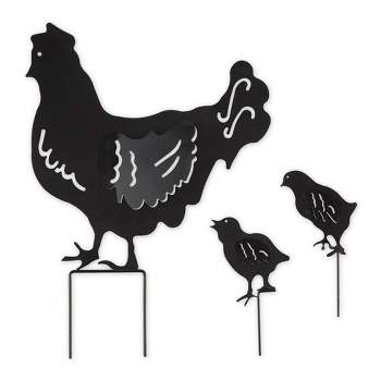 20.5" Iron Chicken Family Garden Stake Black - Zingz & Thingz