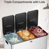 Trash Can, Three Compartments Pedal Kitchen Recyclingtrash Bin with Lids,Stainless Steel Garbage Can for Home Office Restaurant - 3 of 4