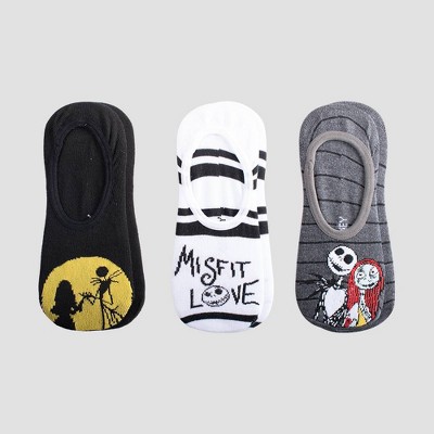 Women's Nightmare Before Christmas 3pk Liner Socks - Black/Gray/White 4-10