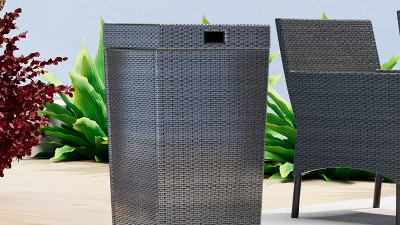 Brown Wicker 30-Gallon Outdoor Trash Can with Lid
