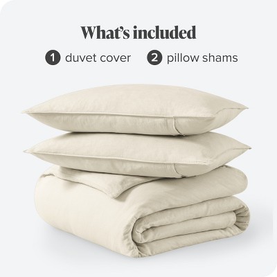 Natural Linen Full/Queen Duvet Cover Set with Pillow Shams