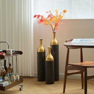 Metal Floor Vases Set of 3, Decorative Large Floor Standing Vase, Hallway Corner Decor Standing Vases, 34/30/24 Inch Oversized Flower Vases - 1 of 4