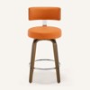 Bekrvio 26" Swivel Counter Height Bar Stools, Faux Leather Upholstered with Back, Walnut Wood Legs, Mid Century Kitchen Island Counter Chairs - 4 of 4