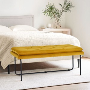 Nano 48" Upholstered Modern Double Layered Cushion Bedroom Bench - Maison Boucle - 1 of 4