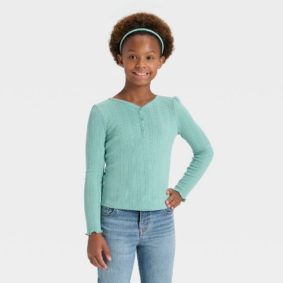 Girls' Long Sleeve Pointelle T-Shirt - Cat & Jack™