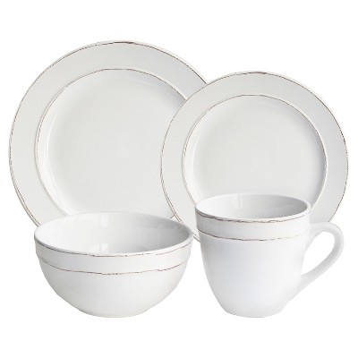 American Atelier Stoneware 16pc Dinnerware Set White