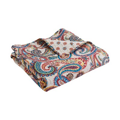 Alyssa Multicolor Cotton Paisley Quilted Reversible Throw