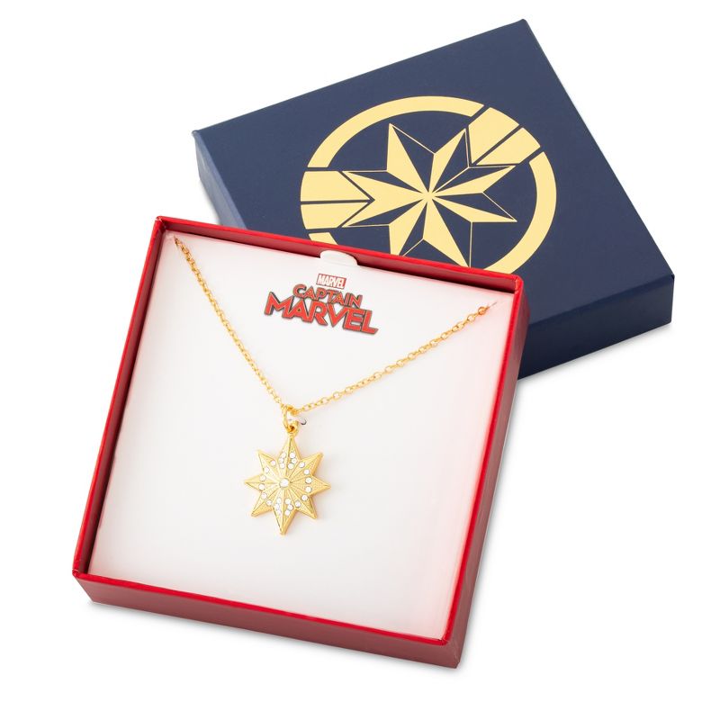 Marvel Captain Hala Star Yellow Gold Plated Crystal Necklace, 18", 5 of 6