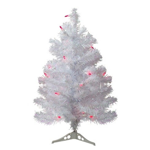 Northlight 2' Pre-lit White Pine Slim Artificial Christmas Tree - Pink ...