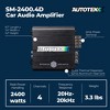 Autotek 2400 Watt 4 Channel Car Audio Amplifier, High Output Class D Mono Bridged 4 Ohm Stable Input, Street Machine, SM-2400.4D, Black - 4 of 4