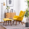 Lyngins Contemporary Silky Velvet Tufted Accent Chair & Ottoman Set, Mid-Century Armchair with Solid Rubber Wood Frame, Comfy Reading Chair - 2 of 4