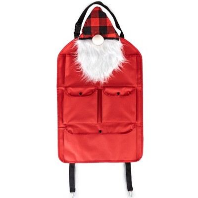 The Lakeside Collection Gnome Car Organizer - Back Seat Automobile Plaid Storage Caddy