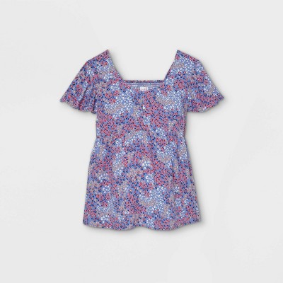 Flutter Short Sleeve Woven Maternity Blouse - Isabel Maternity by Ingrid & Isabel™