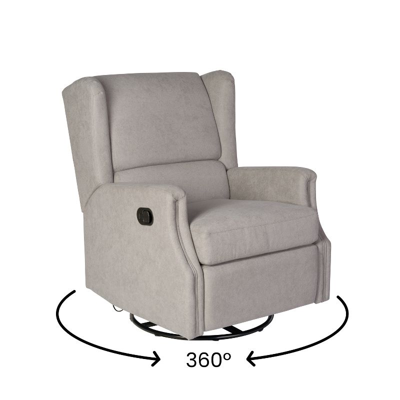 Emma and Oliver Manual Glider Rocker Recliner Chair with 360 Degree Swivel, Wingback Recliner Perfect for Living Room, Bedroom, or Nursery, 3 of 16