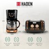 Haden Dorset 4 Slice Wide Slot Stainless Steel Toaster Bundled with 12 Cup Programmable Drip Coffee Maker Coffee Machine, Black & Copper - 4 of 4