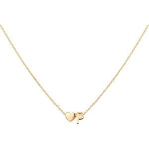 Heart Initial Necklace for Women, 18K Gold Plated Stainless Steel Letter Pendant P - 1 of 4