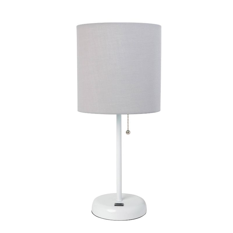 19.5" Bedside USB Port Feature Metal Table Desk Lamp Fabric Shade - Creekwood Home, 1 of 9