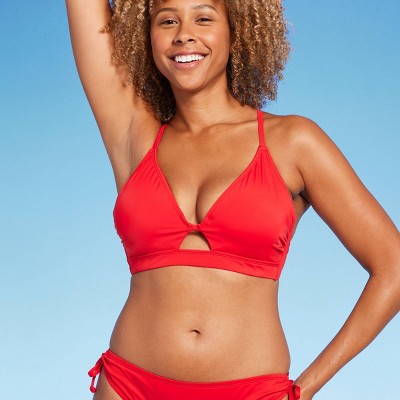 Women's Longline Cinch Front Keyhole Bikini Top - Shade & Shore Rust 34DD