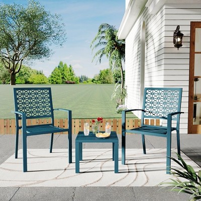 3-Piece All-Iron Patio Bistro Set - Space-Saving, UV-Resistant, 330lb Capacity, Vibrant Colors for Balcony/Garden