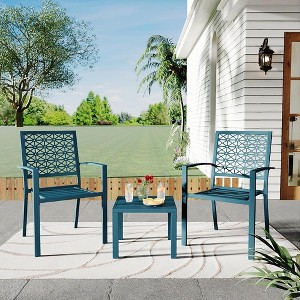 3-Piece All-Iron Patio Bistro Set - Space-Saving, UV-Resistant, 330lb Capacity, Vibrant Colors for Balcony/Garden - 1 of 4