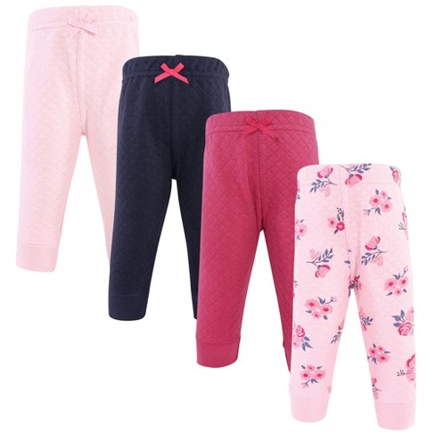 Hudson Baby Infant And Toddler Girl Quilted Jogger Pants 4pk, Pink