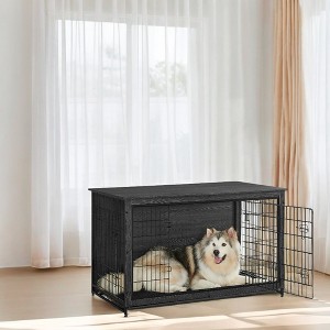 LEDREM Modern Dog Crate Furniture , End Table, for Small Dogs up to 105 lb - Stylish Kennel with Removable Tray, Double Doors - 1 of 4