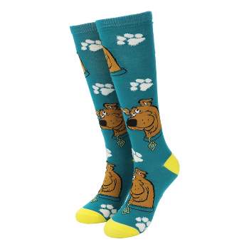 Scooby Doo Knit Scooby Heads With Chenille Paws Women's Knee High Socks