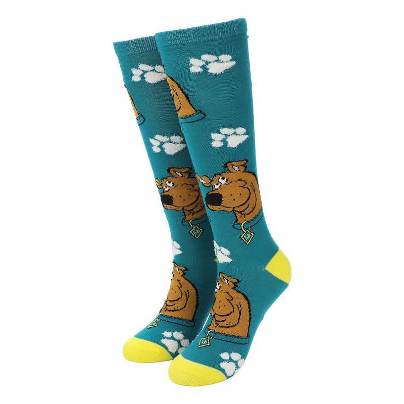 Scooby Doo Knit Scooby Heads With Chenille Paws Women's Knee High Socks, 1 of 6