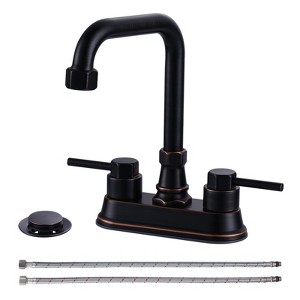 WOWOW Bathroom Faucet with High Arc Spout, 2-Handle Centerset Design - 1 of 4