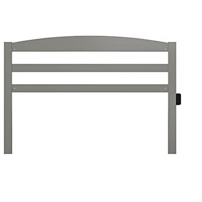 Gray Queen Size Solid Wood Slatted Headboard with Charging Station