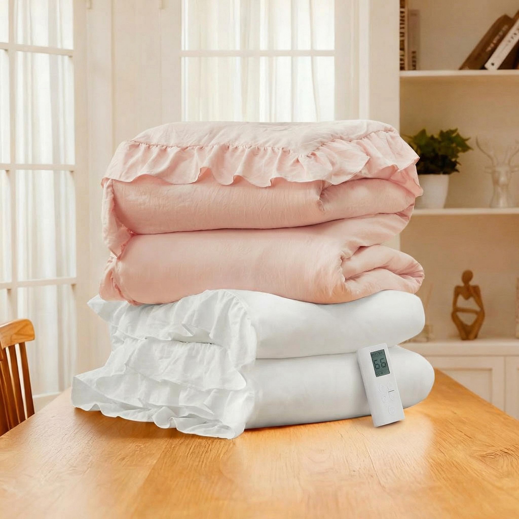 Heating Blanket Quilt for Bed, Fast Heating Electric Comforter Blanket, 10 Heat Levels & 2-10H Time Settings, Overheat Protection