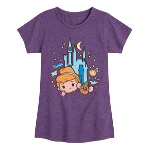 Girls' - Disney Princess - Cinderella and Gus Chibi Kawaii Fitted Short Sleeve Graphic T-Shirt - 1 of 4